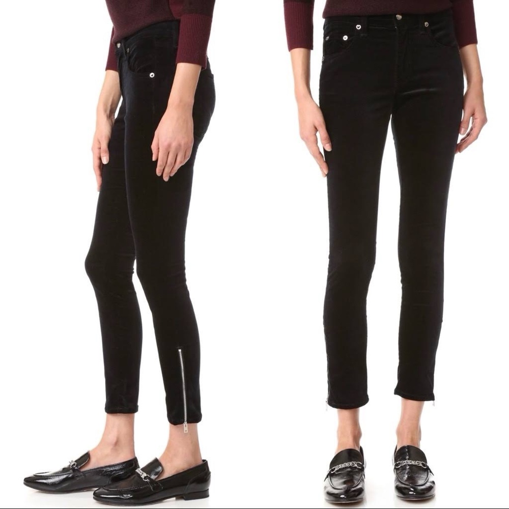 Rag & Bone Black Velvet Skinny Jeans